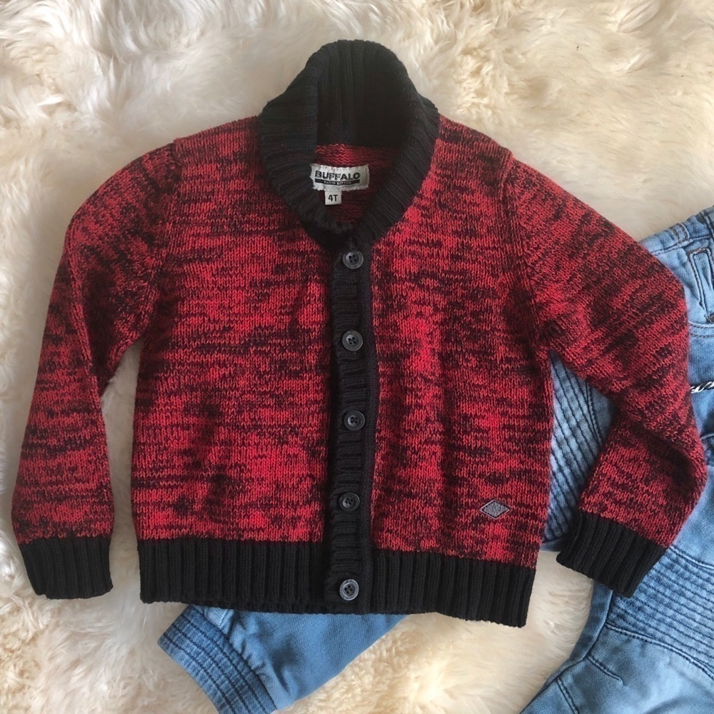 Buffalo Red Cotton Knit Button Cardigan Sweater 4T
